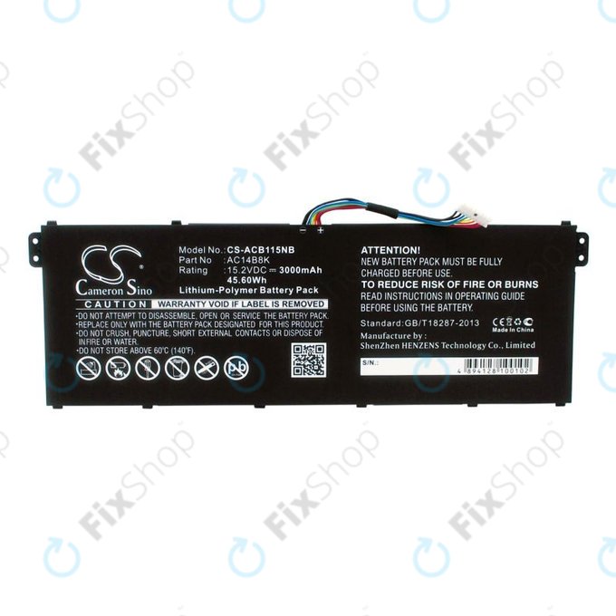 Batteria per Acer Aspire 5, 7 E5, V3, Chromebook 11, 13, 15, AC14B18K, Li-Pol, 3000mAh, 15.2V, HQ