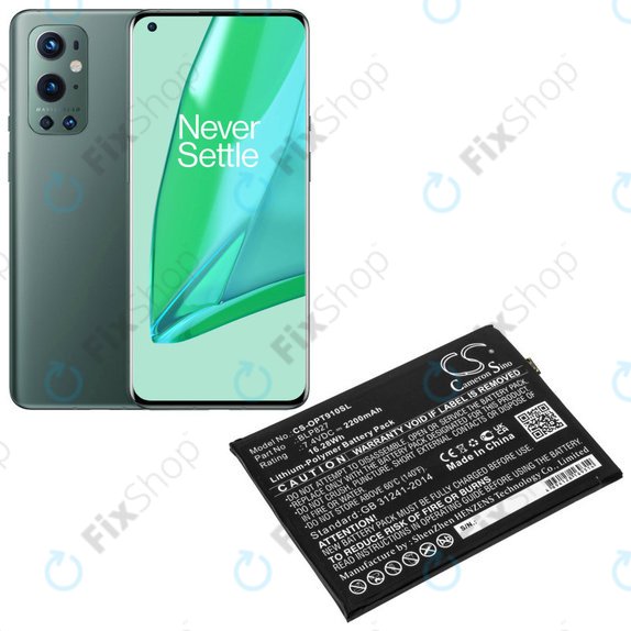 Batteria per OnePlus 9 Pro LE2121 LE2125, 2200mAh, Li-Pol, 7.4 V, BLP827, HQ