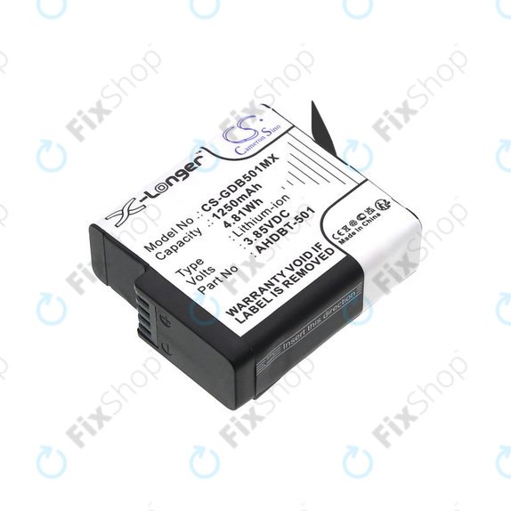 Batteria per Gopro Hero 8, Hero 6, AHDBT-501, Li-Ion, 1250mAh, 3.85V, HQ