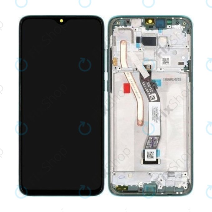 Schermo per Xiaomi Redmi Note 8 Pro, Vetro touch con cornice, Forest Green, 56000400G700, 56000C00G700, Genuine Service Pack