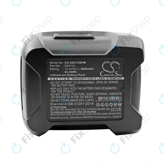 Batteria per Dewalt DC528, DC612, DC728, DC830, Wurth BS 14-A, DE9141, Li-Ion, 3000mAh, 14.4V, HQ