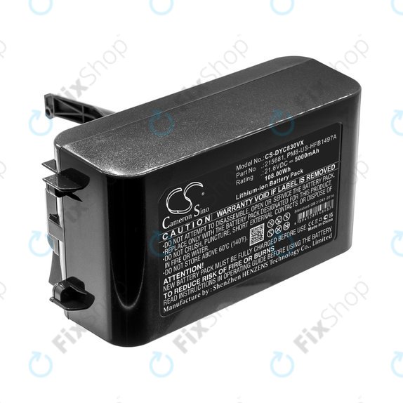 Batteria per Dyson V8, 215681, PM8-US-HFB1497A, Li-Ion, 5000mAh, 21.6V, HQ