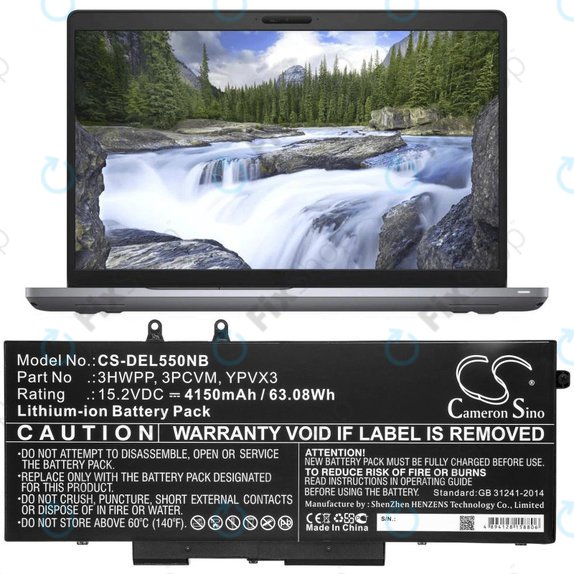 Batteria per Dell Latitude 5501, Latitude 5401, Latitude 14 5410, Latitude 15 5511, 3HWPP, Li-Ion, 4150mAh, 15.2V, HQ