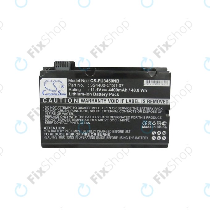 Batteria per Fujitsu Amilo Pi3450, Amilo Pi3525, Amilo Pi3540, 3S4400-C1S1-07, Li-Ion, 4400mAh, 11.1V, HQ