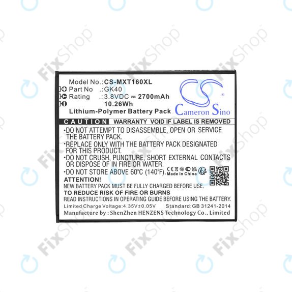 Batteria per Motorola Moto E4 XT1761, 2700mAh, Li-Pol, 3.8 V, GK40, HQ