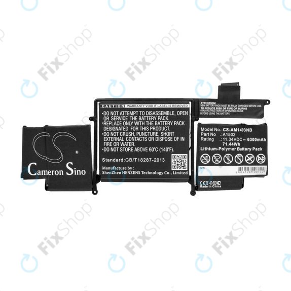 Batteria A1493 per MacBook Pro 13" A1502 (Late 2013 - Mid 2014), 6300mAh, HQ