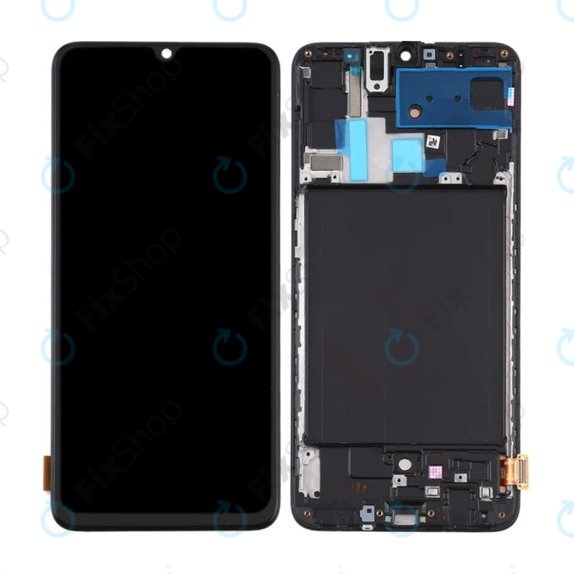 Schermo per Samsung A70 A705F, Black, Vetro touch con cornice