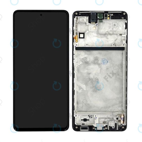 Schermo per Samsung M53 5G M536B, Black, Vetro touch con cornice, GH82-28812A, GH82-28895A, Genuine Service Pack
