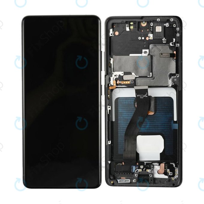 Schermo per Samsung S21 Ultra G998B, Phantom Black, Vetro touch con cornice