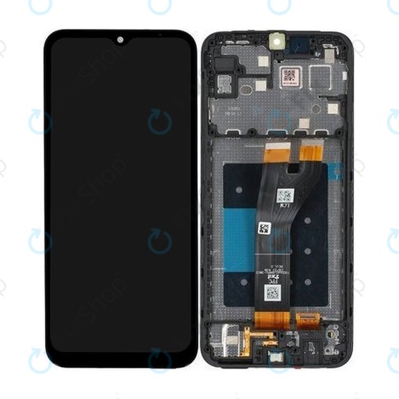 Schermo per Samsung A14 5G A146B, Black, Vetro touch con cornice, GH82-30658A, GH81-23315A, GH81-23640A, Genuine Service Pack