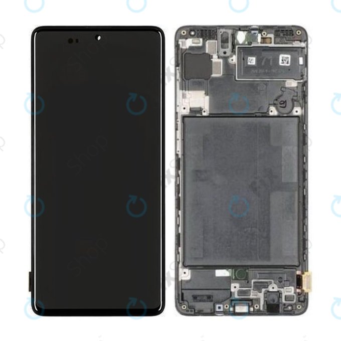 Schermo per Samsung A71 A715F, Prism Crush Black, Vetro touch con cornice, GH82-22152A, GH82-22248A, Genuine Service Pack