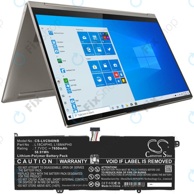 Batteria per Lenovo Yoga C940, L18C4PH0, Li-Pol, 7650mAh, 7.7V, HQ