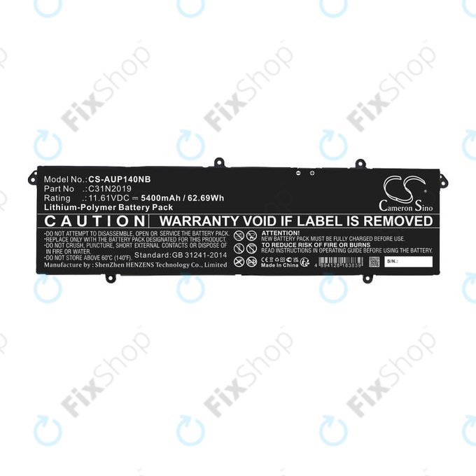 Batteria per Asus VivoBook Pro 14, 14X, 15 OLED, C31N2019, Li-Pol, 5400mAh, 11.61V, HQ