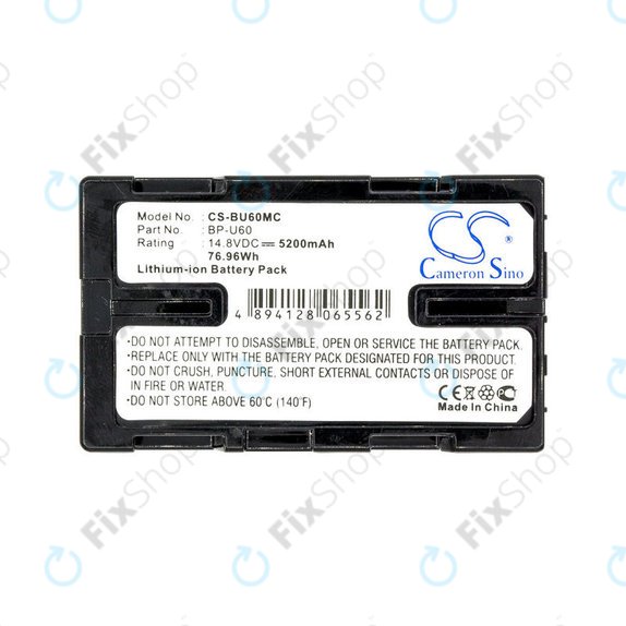 Batteria per Sony HD422, PMW-100, 200, PMV-Ex1, F3, BP-U60, Li-Ion, 5200mAh, 14.8V, HQ