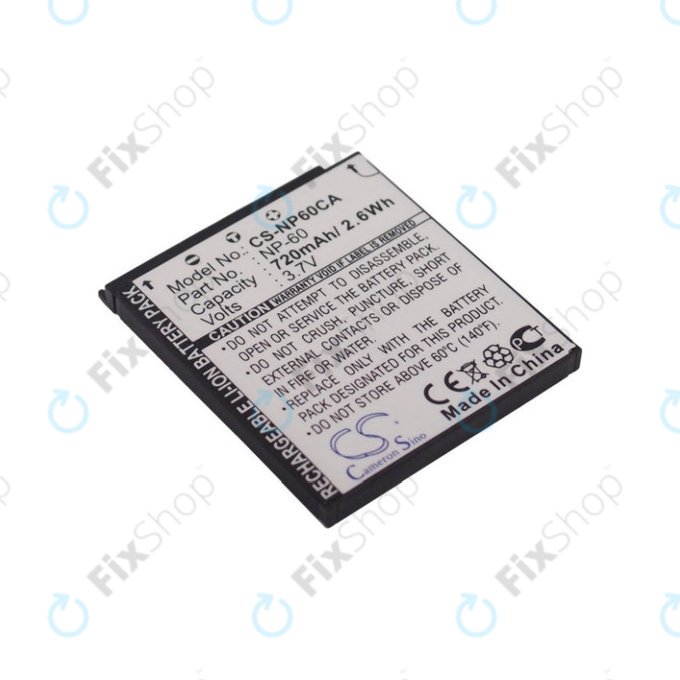 Batteria per Casio Exilim Zoom EX-Z19, EX-Z85, EX-Z9, NP-60, Li-Ion, 720mAh, 3.7V, HQ