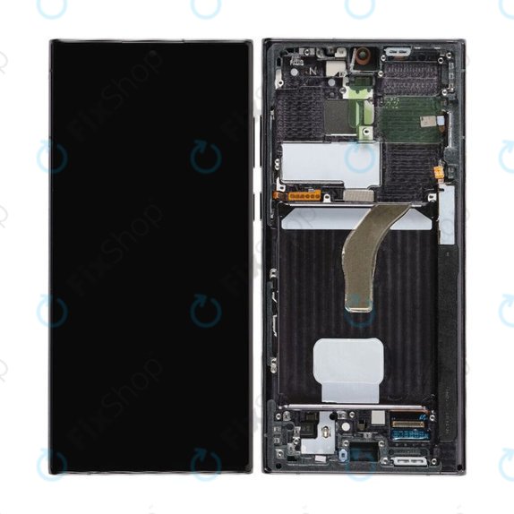 Schermo per Samsung S22 Ultra S908B, Phantom Black, Vetro touch con cornice