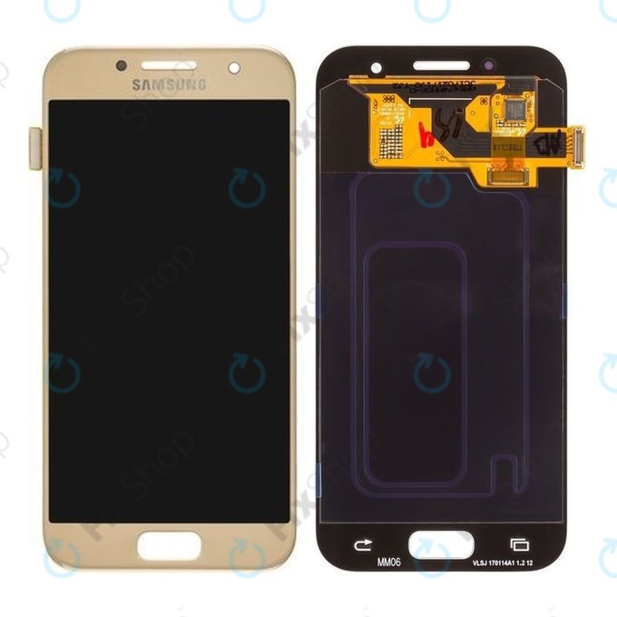 Schermo per Samsung A3 A320F (2017), Gold Sand, Vetro touch senza cornice, GH97-19732B, GH97-19753B, Genuine Service Pack