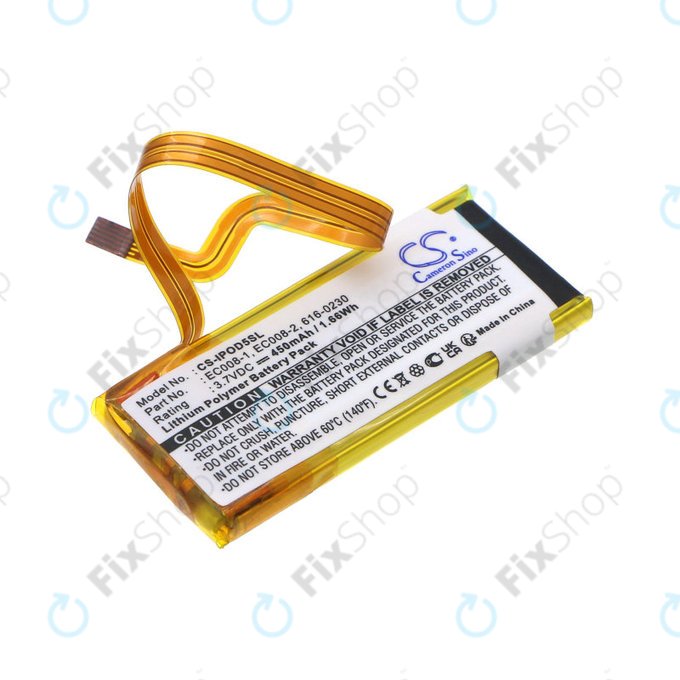 Batteria per iPod Classic 6th Gen, iPod 5G, iPod Video, EC008, Li-Pol, 450mAh, 3.7V, HQ