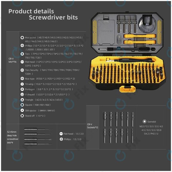 Set cacciaviti di precisione per riparazione cellulari, tablet e computer, Jakemy JM-8183