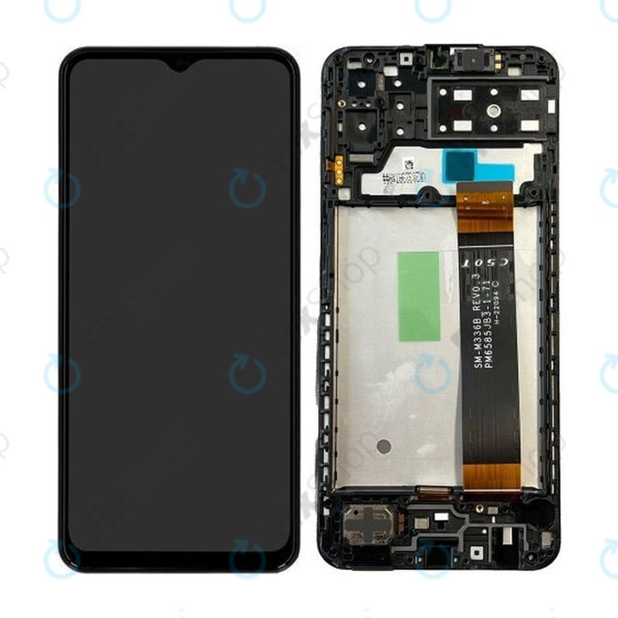 Schermo per Samsung A13 A135F, Black, Vetro touch con cornice, GH82-28508A, GH82-28653A, Genuine Service Pack