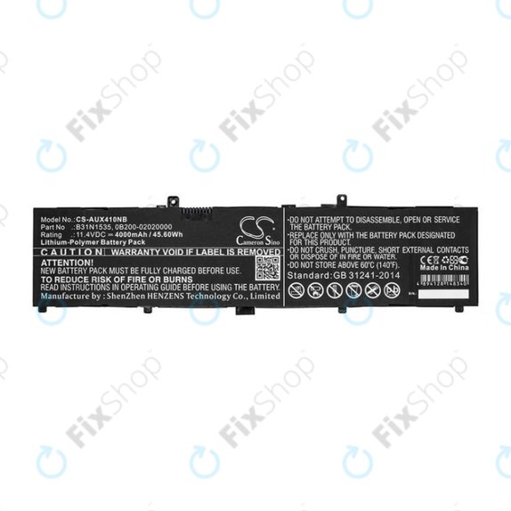 Batteria per Asus UX310, UX310UAK, UX410UQ, B31N1535, Li-Pol, 4000mAh, 11.4V, HQ