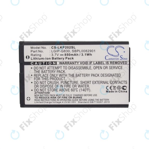 Batteria per LG KG120, LGIP-G830, Li-Ion, 3.7V, 850mAh, HQ
