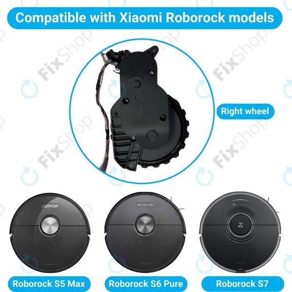 Ruota con motore (destra) per Xiaomi RobGoldck S5 Max, S6 Pure, S7, Black