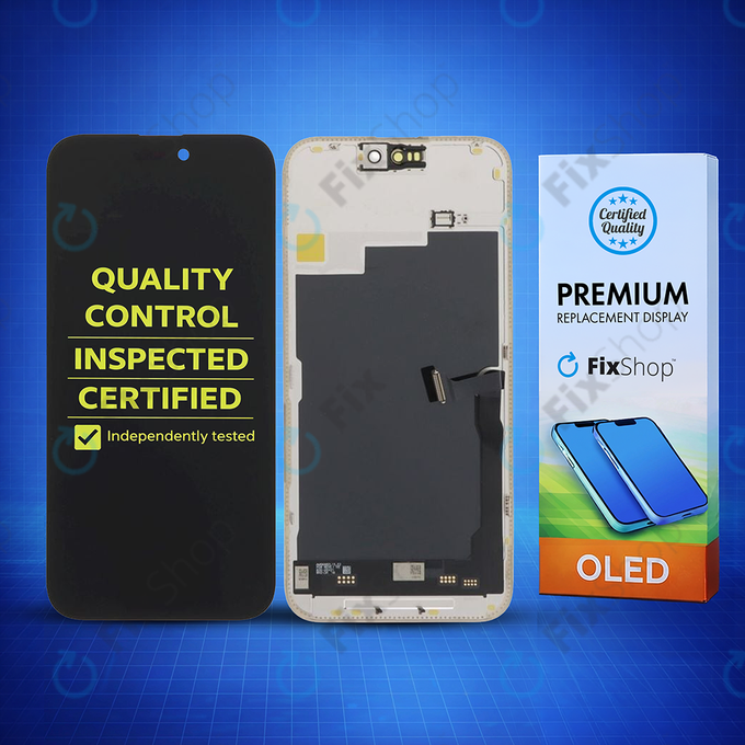 Schermo Soft OLED per iPhone 15 Pro Max, Vetro touch con cornice, DIAGNOSTIC