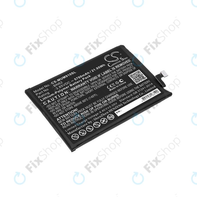 Batteria per Poco M3, Redmi Note 9 4G, 5700mAh, Li-Pol, 3.85 V, BN62, HQ