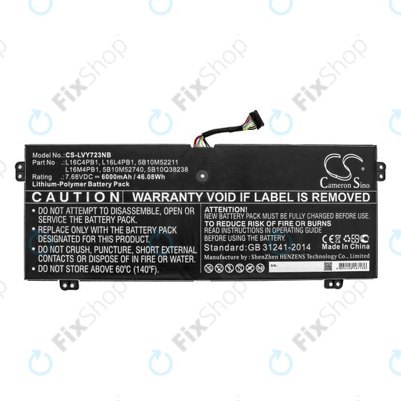 Batteria per Lenovo Yoga 720-13, 730-13, L16L4PB1, Li-Pol, 6000mAh, 7.68V, HQ