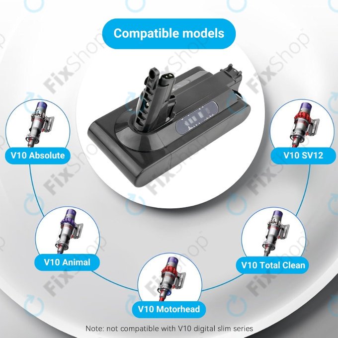 Batteria per Dyson V10, 969352-02, SV12, 206340, Li-Ion, 2500mAh, 25.2V, HQ