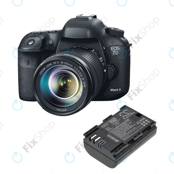 Batteria per Canon EOS 60D, 5D Mk II, 7D, LP-E6, Li-Ion, 1800mAh, 7.4V, HQ