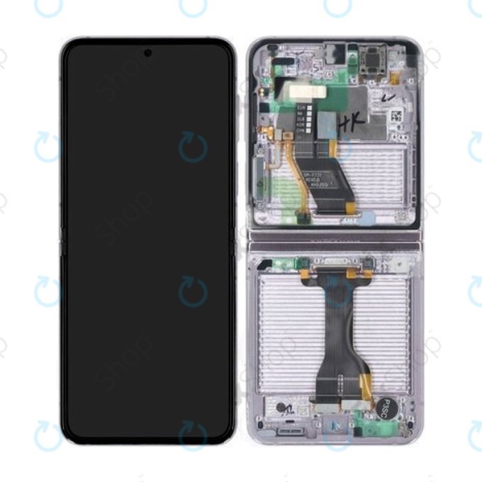Schermo per Samsung Z Flip 5 F731B, Lavender, Vetro touch con cornice, GH82-31828C, GH82-31827C, Genuine Service Pack