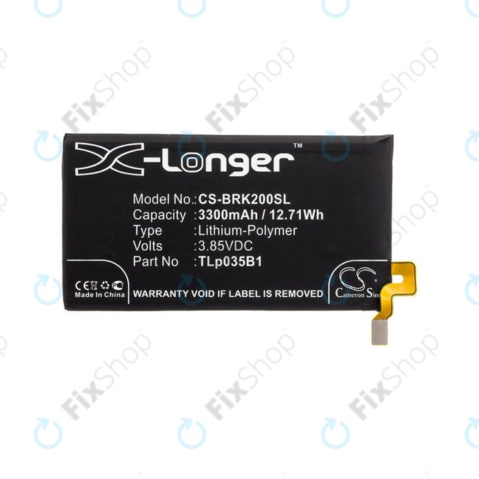 Batteria per Blackberry BBF 100, TLp035B1, Li-Pol, 3.85V, 3300mAh, HQ