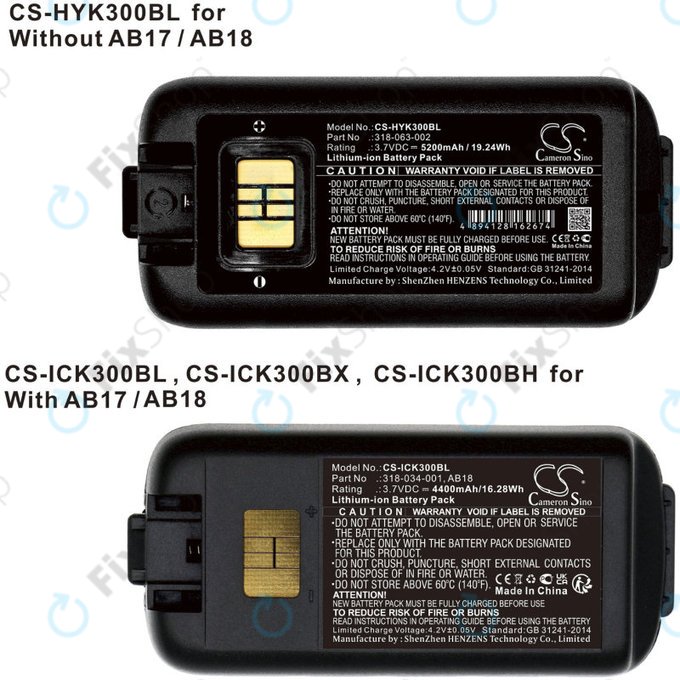 Batteria per Intermec CK3, CK3A, CK3X, CK3R, CK3C, CK3C1, CK3N, 318-034-001, Li-Ion, 5200mAh, 3.7V, HQ