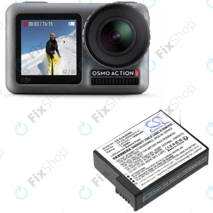 Batteria per DJI Osmo Action 5, CP.OS.00000370.01, Li-Ion, 1950mAh, 3.87V, HQ