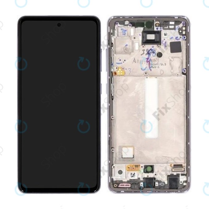 Schermo per Samsung A52s 5G A528B, Awesome Violet, Vetro touch con cornice, GH82-26861C, GH82-26909C, GH82-26863C, GH82-26910C, Genuine Service Pack