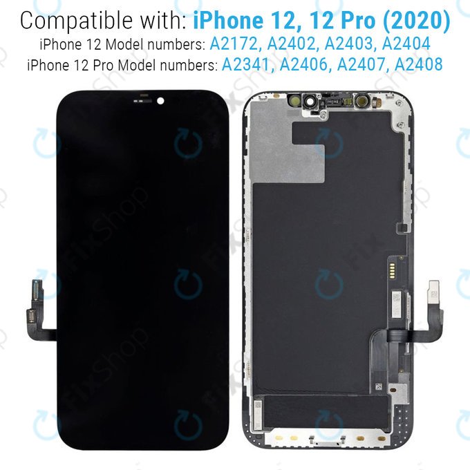 Schermo per iPhone 12, 12 Pro, Vetro touch con cornice, Refurbished