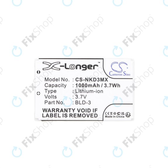 Batteria per Nokia 7250i, 6610, 6585, 6560, 6200, 6220, BLD-3, Li-Ion, 3.7V, 1000mAh, HQ