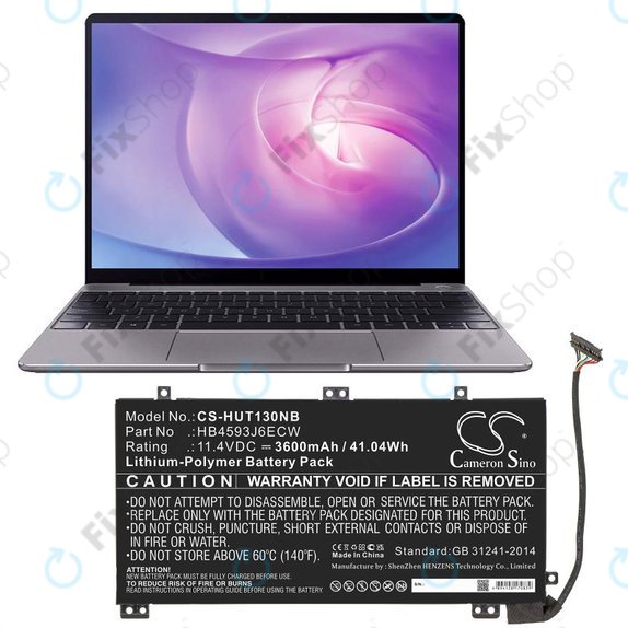 Batteria per Huawei MateBook 13, 13 i7, HB4593J6ECW, Li-Pol, 3600mAh, 11.4V, HQ