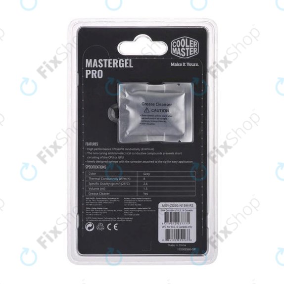 Pasta termica MasterGel Pro V2 per CPU, 4g, Grigia