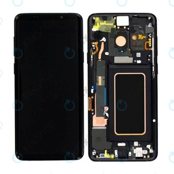 Schermo per Samsung S9 Plus G965F, G965FD, Midnight Black, Vetro touch con cornice, GH97-21691A, GH97-21722A, GH97-21692A, Genuine Service Pack