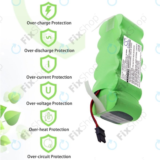 Batteria per Ecovacs Deebot CR120, KK-8, X500, LP43SC2000P, Ni-MH, 2000mAh, 14.4V, HQ