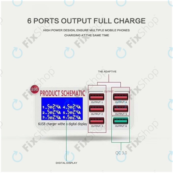 Stazione di ricarica USB con USB 3.0, Product Schematic 896