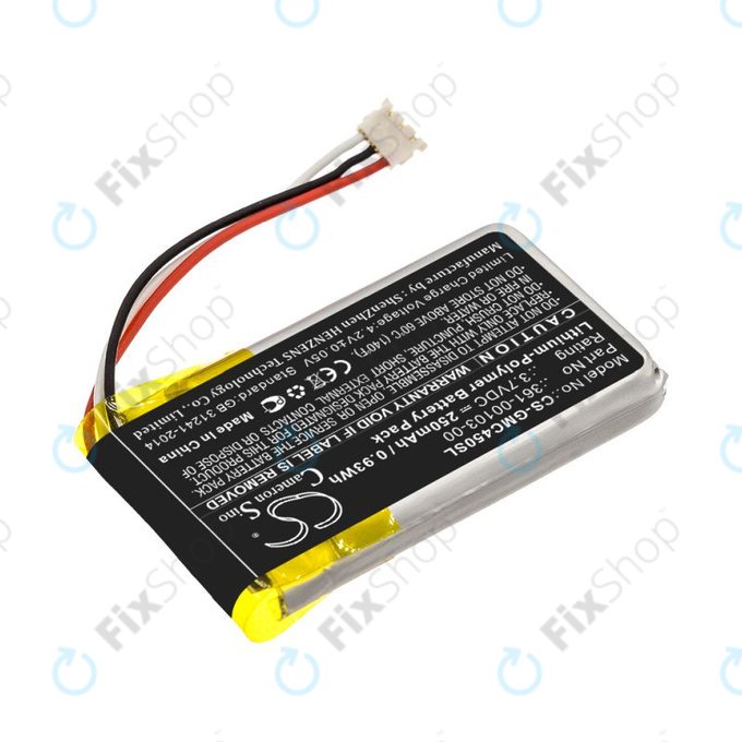 Batteria per Garmin DashCam 45, DashCam 46, DashCam 55, DashCam 56, DashCam 66, 361-00103-00, Li-Pol, 250mAh, 3.7V, HQ