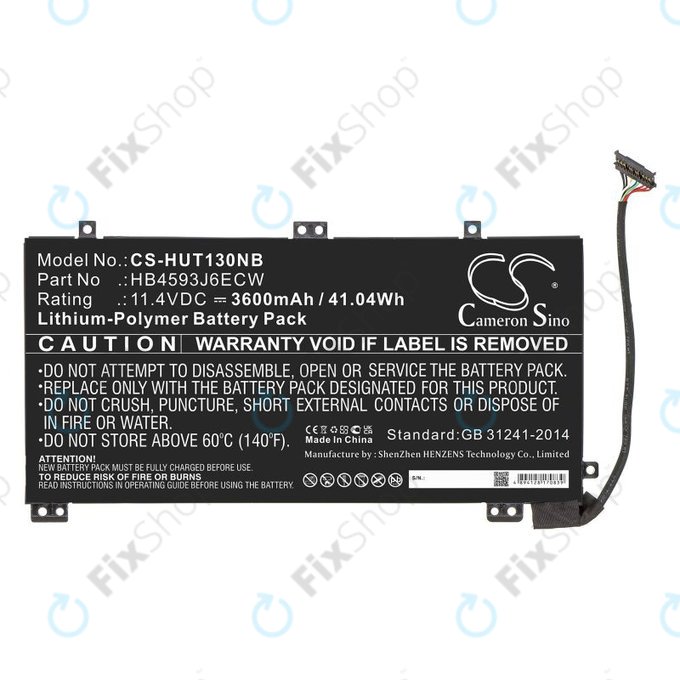 Batteria per Huawei MateBook 13, 13 i7, HB4593J6ECW, Li-Pol, 3600mAh, 11.4V, HQ
