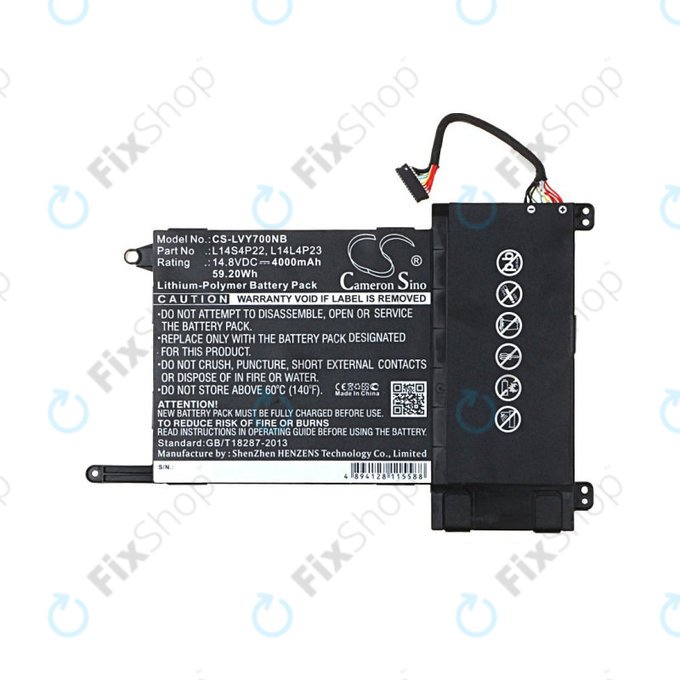 Batteria per Lenovo Eraser Y700, IdeaPad Y700, L14S4P22, Li-Pol, 4000mAh, 14.8V, HQ