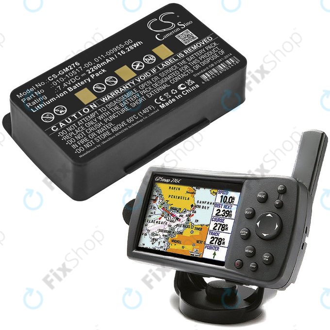 Batteria per Garmin GPSMAP 276, 296, 376, 378, 478, 495, 010-10517-00, Li-Ion, 2200mAh, 7.4V, HQ