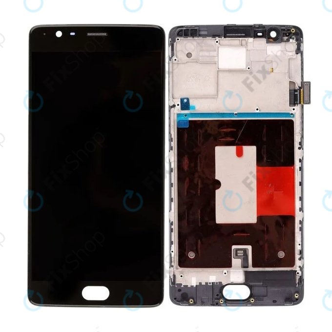 Schermo per OnePlus 3, 3T, Black, Vetro touch con cornice