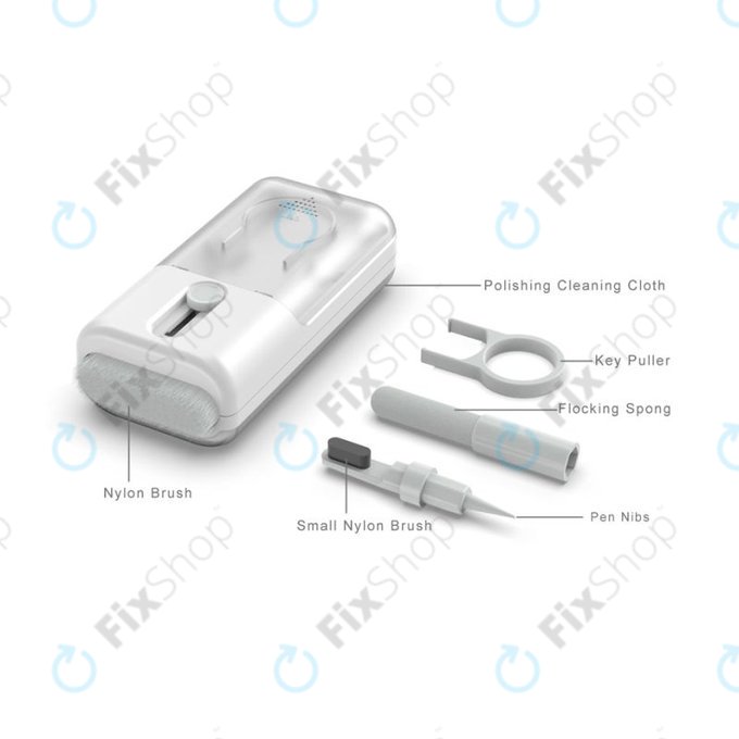 Kit di spazzole multifunzione con panno ed estrattore per tasti 6in1